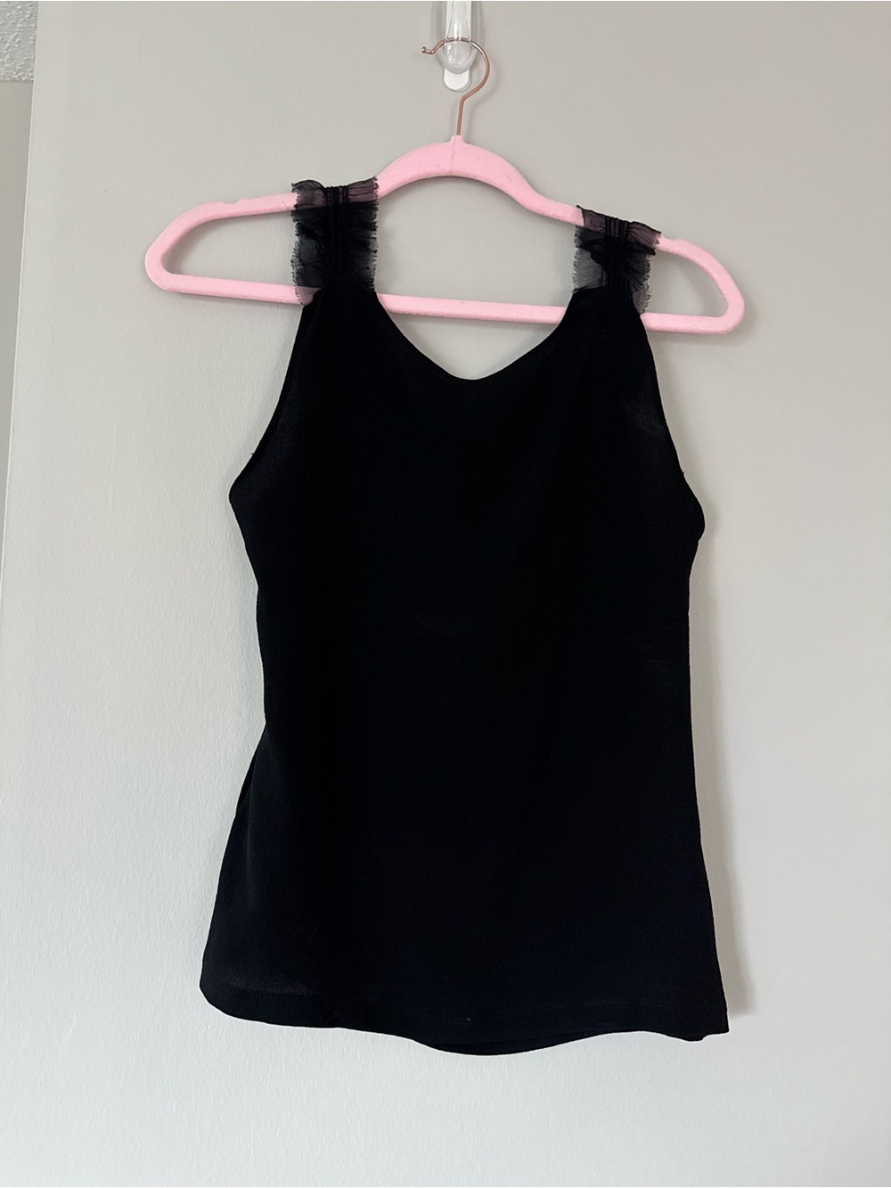 VINTAGE Fendi Black Tank with Sheer Ruffle Straps